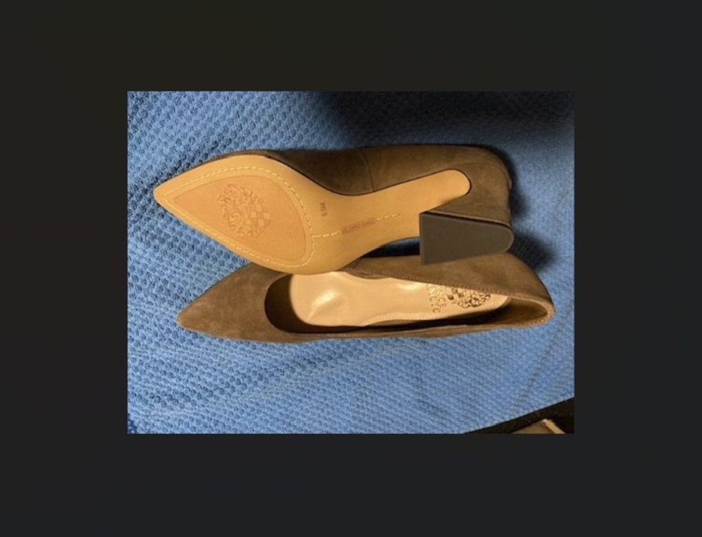 Vince Camuto leather suede pumps. New in box. color sand. size 8.5 M